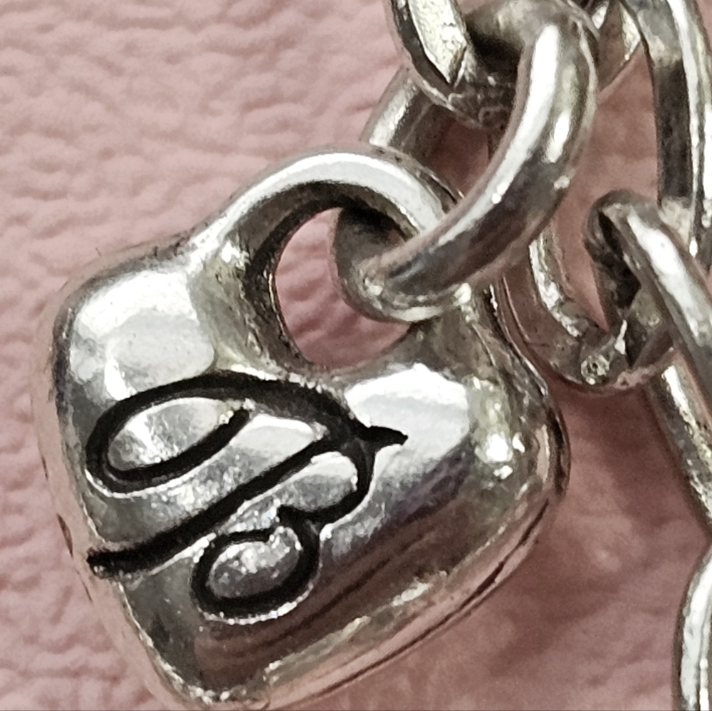 Brighton Pink Flower & Heart Charm Anklet Silver Tone Enamel Adjustable EUC - Picture 6 of 8